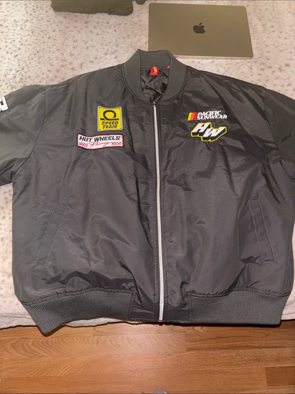 Pacific Sunwear Black Hot Wheels Racing Bomber Jacket